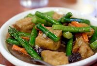 resepi makanan sihat tofu asparagus masak periuk nasi